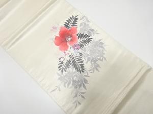 アンティーク　手描き　草花模様袋帯（材料）